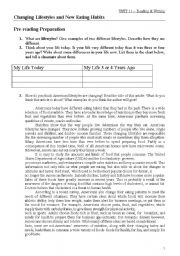 English Worksheet: Changing Lifestyles and New Eating Habits 