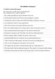 English Worksheet: Infinitive of purpose