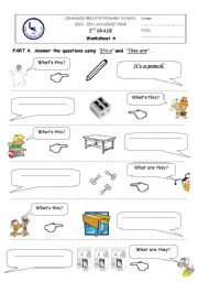 English Worksheet: classroom objects