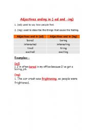 English worksheet: Adjectives ending in -ed or -ing