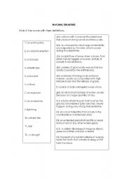 English Worksheet: NATURAL DISASTERS matching exercise