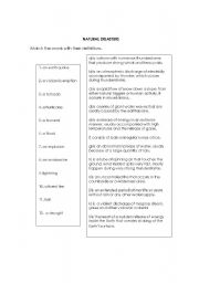 English Worksheet: NATURAL DISASTERS matching exercise