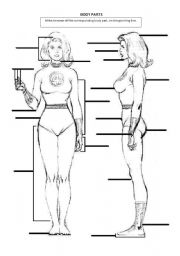 English Worksheet: Body parts