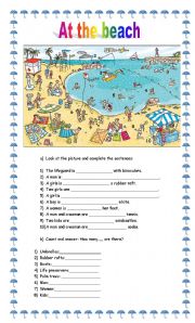 English Worksheet: At the beach