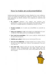 English Worksheet: How to make an oral presentation