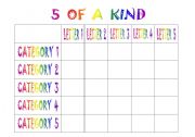 English Worksheet: 5 OF A KIND