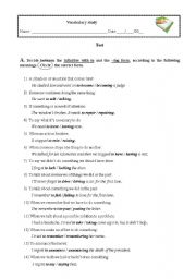 English Worksheet: Infinitive or -ing form?