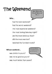 English worksheet: Weekend discussion