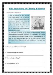 English Worksheet: The mystery of Mary Celeste