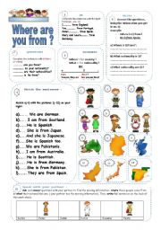 English Worksheet: Where are you from?