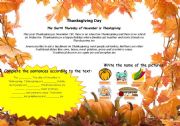 English Worksheet: Thanksgiving Activity