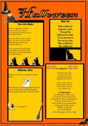 English Worksheet: Halloween Poems and Jokes