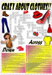 CLOTHES CROSSWORD