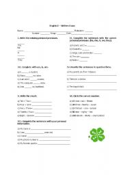 English worksheet: Written test