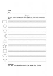 English worksheet: Shapes handwriting worksheet