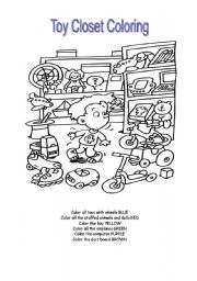 English Worksheet: Toy Closet Coloring