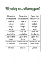 Will you help me... whispering game and worksheet