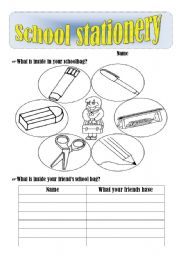 English Worksheet: [information gap activity] school stationery