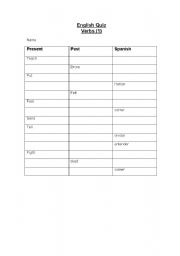 English Worksheet: Irregular verb quiz