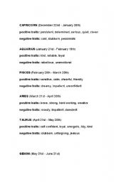 English Worksheet: Zodiac signs