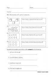 English Worksheet: Numbers and punctuation activity sheet