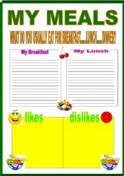 English Worksheet: my meals