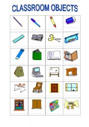 English Worksheet: classroom objects