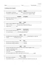 English Worksheet: confused words in english