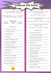 English Worksheet: SINGULAR AND PLURAL