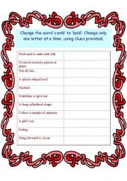 English worksheet: Vocabulary word ladder