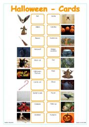 English Worksheet: Halloween - Cards