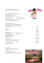 English Worksheet: Katy Perry California Girls Lyrics