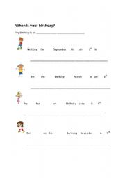 English Worksheet: When is your birthday 