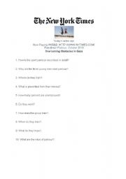 English Worksheet: The New York Times: parkour video - Sports & KEY