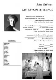 English Worksheet: A song -My favorite things- by Julie Andrews