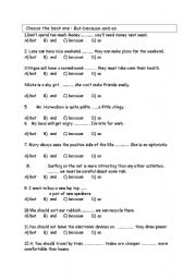 English Worksheet: But - Because-so-and