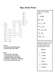 English Worksheet: Days of the Week