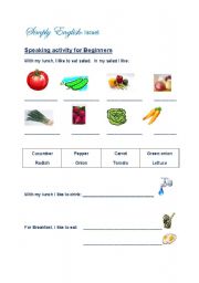 English worksheet: Speaking exercise for beginners - food