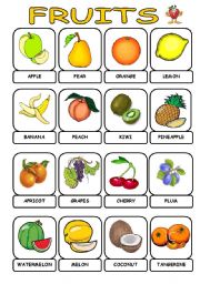 English Worksheet: Fruits