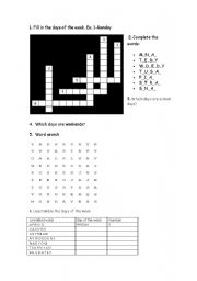 English Worksheet: Days of the week