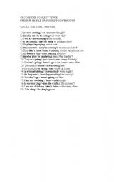English Worksheet: Present Simple or Continuous