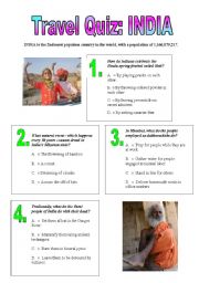 English Worksheet: travel quiz india