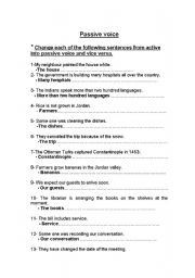 English Worksheet: passive