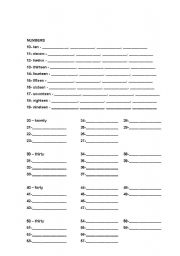 English Worksheet: Numbers