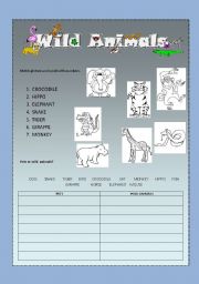 English worksheet: wild animals