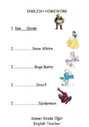 English worksheet: like likes