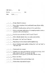 English worksheet: Coginitive checklist