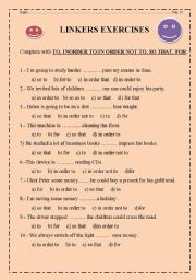 English Worksheet: LINKERS OF PURPOSE