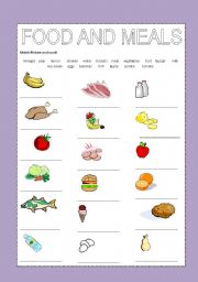 English Worksheet: food and meals