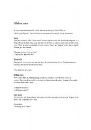 English Worksheet: All About Words